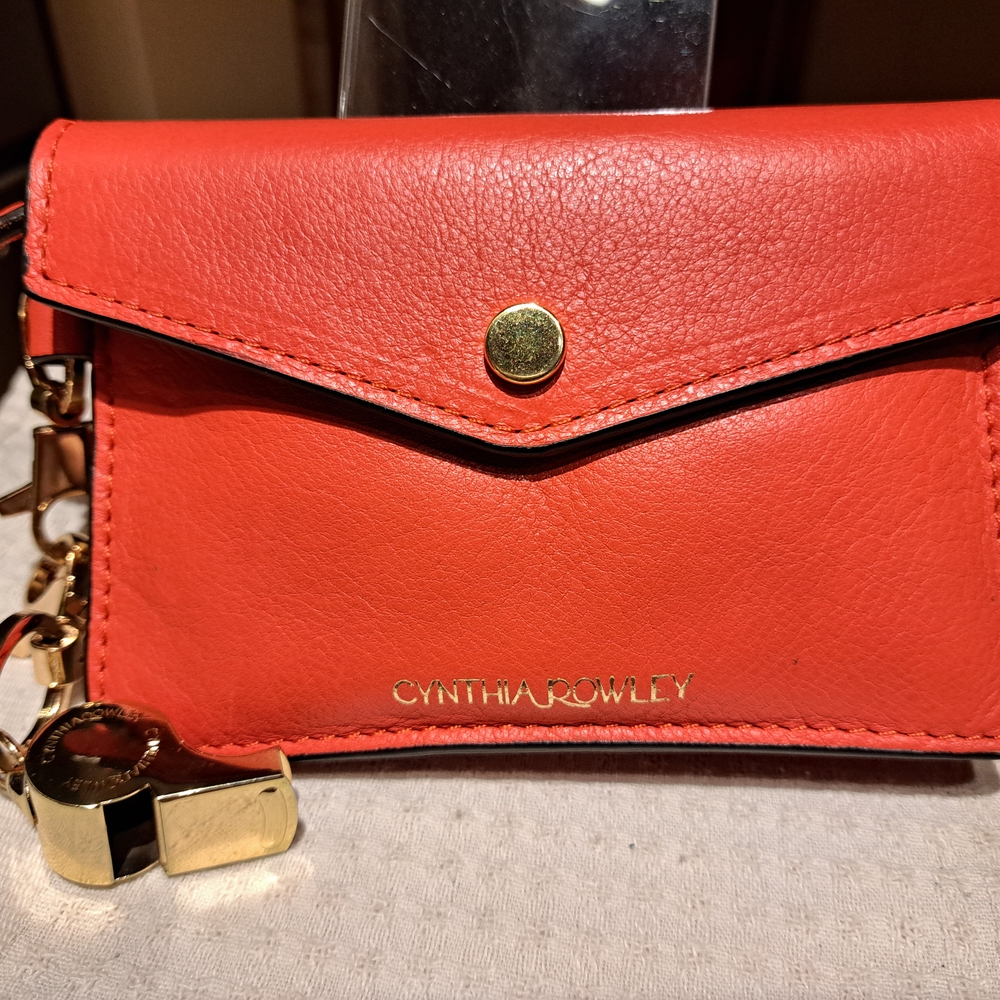 Cynthia Rowley Vibrant Orange Leather Card Holder